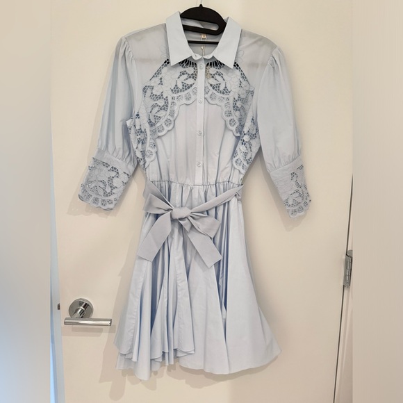 Maje Rebella Lace Trim Shirt Dress - Picture 1 of 5